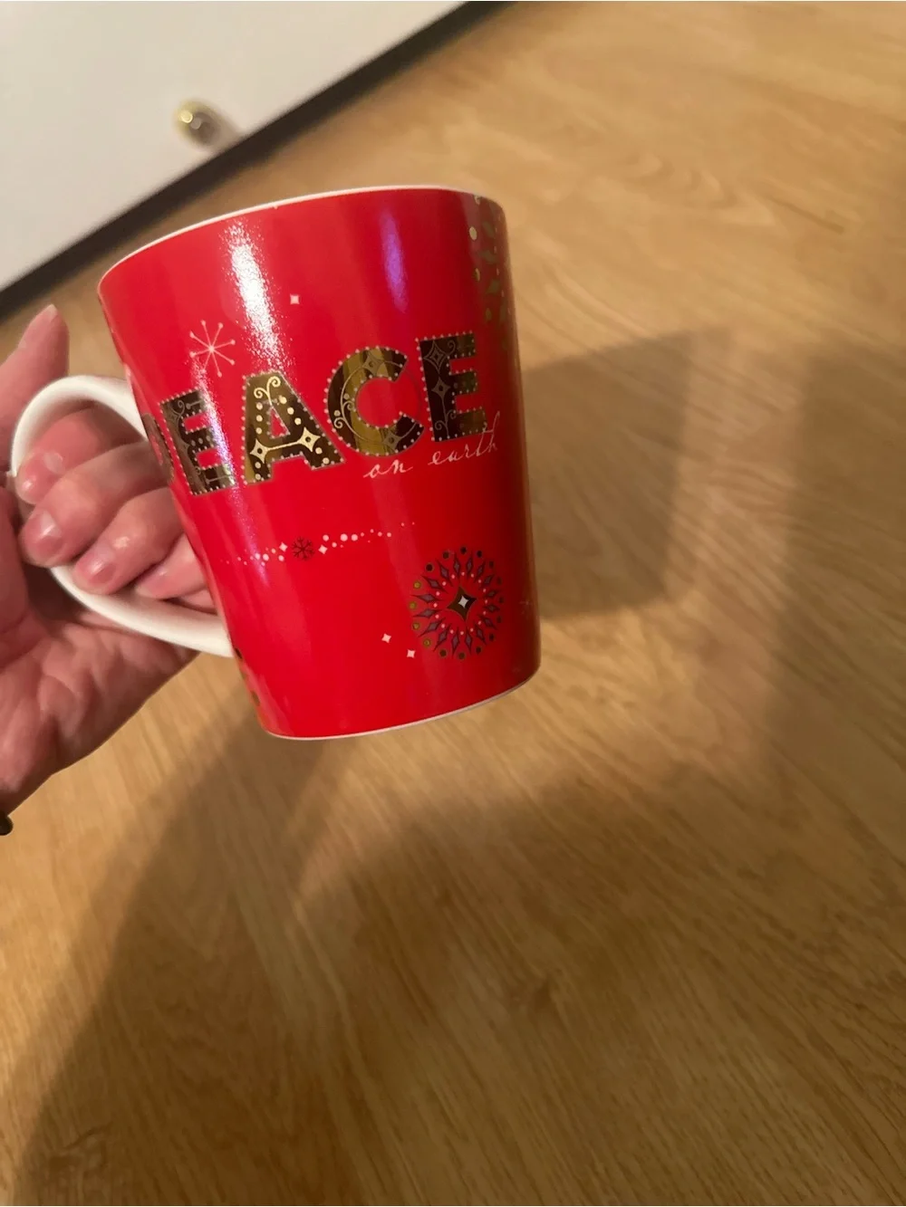 Red 'Peace' Holiday Ceramic Mug
